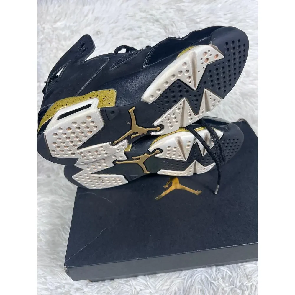 Air Jordan Flight Club 91 Shoes Youth Size 7Y Black Metallic Gold GS 555472-031